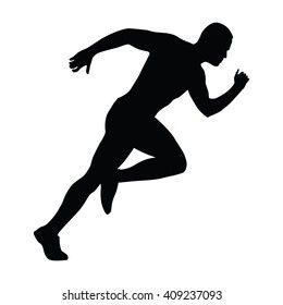 Sprinting man vector silhouette. Sprint, fast run. Runner starts running. Start. Running Silhouette Runners, Running Fast, Running Silhouette, Man Vector, Run Runner, Vector Silhouette, Free Stock Photos, Royalty Free Images, Runes