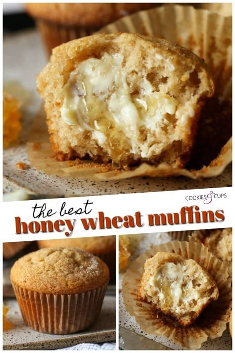 Whole Wheat Flour Muffin Recipes, Honey Wheat Muffins, Vegan Whole Wheat Muffins, Wheat Flour Muffin Recipes, Honey Muffins Healthy, Whole Wheat Cupcakes, Wheat Flour Dessert Recipes, Whole Wheat Recipes Baking, Whole Wheat Flour Cake Recipe