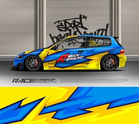 Car Wrap Ideas, Fr Legends, Sport Background, Livery Design, Honda Brio, Singer Vehicle Design, Civic Eg, Racing Design, Car Wrap Design