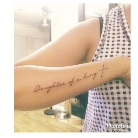 Daughter Of A King Tattoo, Daughter Of The King Tattoo, Confidence Tattoo, Scripture Tattoos, Tattoo Spots, Bible Verse Tattoos, Verse Tattoos, King Tattoos, Cross Tattoos For Women