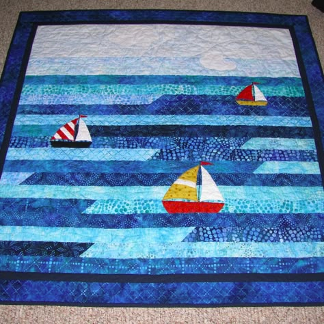 Nautical Baby Quilt, Boat Quilt, Jelly Roll Race, Ocean Quilt, Nautical Quilt, Baby Clothes Quilt, Beach Quilt, Sea Quilt, Jelly Roll Quilts