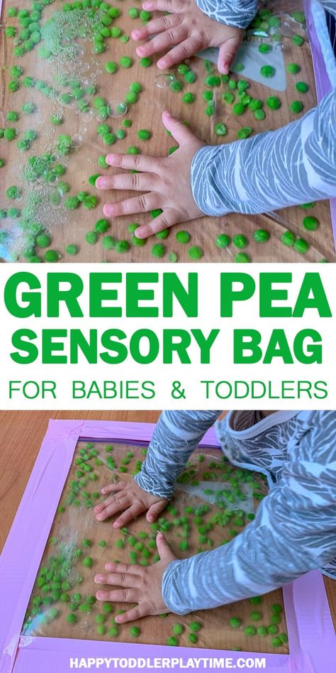 Green Pea Sensory Bag - HAPPY TODDLER PLAYTIME Fairy Tale Activities For Infants, Activity For 8 Month Old, Green Toddler Activities, Sensory Bags For Infants, Green Activities For Preschool, Green Activities For Toddlers, Edible Dirt, Sensory Play For Babies, Infant Sensory