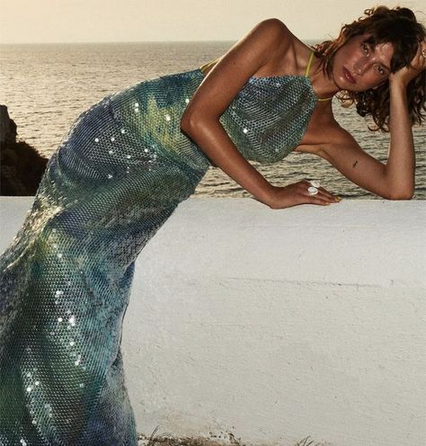 Chique Outfit, Mermaid Aesthetic, Sea Witch, Sequin Maxi Dress, Sequin Maxi, Spring Summer 2023, 2023 Collection, Wet Look, Aesthetic Summer