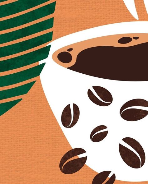 Coffee Poster Design Illustration, Coffee Abstract Art, Abstract Coffee Art, Cafe Minimalist, Coffee Illustrations, Cafe Artwork, Coffee Graphics, Boho Illustration, Boho Art Painting