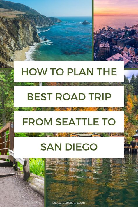 Seattle To San Diego Road Trip, Road Trip To Seattle From California, West Coast Itinerary, Best West Coast Road Trips, Us West Coast Road Trip, West Coast Usa Road Trip, Washington To California Road Trip, Seattle To San Francisco Road Trip, Road Trip West Coast