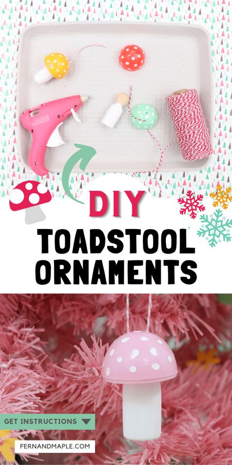 Diy Spring Ornaments, Diy Easter Ornaments, Spring Ornaments Diy, Easter Ornaments Diy Ideas, Mushroom Ornaments Diy, Diy Toadstool, Toadstool Ornaments, Toadstool Craft, Spring Ornaments