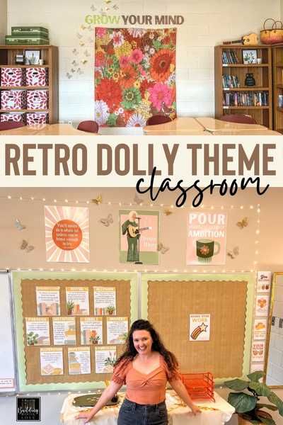 Dolly Parton Classroom Door, Dolly Parton Themed Classroom, Retro School Theme, Cowgirl Classroom Theme, Dolly Parton Classroom, Eclectic Classroom Decor, Barbie Classroom Theme, Dolly Parton Decor, Maximalist Classroom