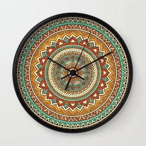 Mandala Art Wall Clock, Clock Mandala, Mandala Clock, Clock Making, Stairway Decorating, Clock Painting, Wall Watch, Clay Wall Art, Alphabet Wallpaper