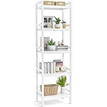 5 Tier Bookshelf, Modern Shelving Units, Corner Lights, Metal Storage Shelves, Bedroom Board, Industrial Bookcases, Narrow Shelves, White Shelf, Metal Bookshelf