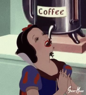 Snow White Drinking GIF - SnowWhite Drinking Coffee - Discover & Share GIFs Gif Café, Coffee Gif, 밈 유머, Dark Disney, Coffee Heart, Need Coffee, Good Morning Gif, Good Morning Coffee, Disney Memes