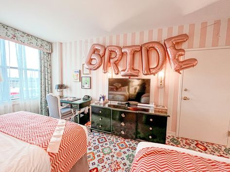 Large rose gold bride letters for bachelorette, bridal shower, engagement party, or wedding. Decorated at the Graduate Hotel in Nashville. Dolly Parton themed hotel and rooftop bar. Rose Gold Bride, Classic Brides, Bach Party, Rooftop Bar, Engagement Party, Valance Curtains, Vanity Mirror, Bridal Shower, Shower