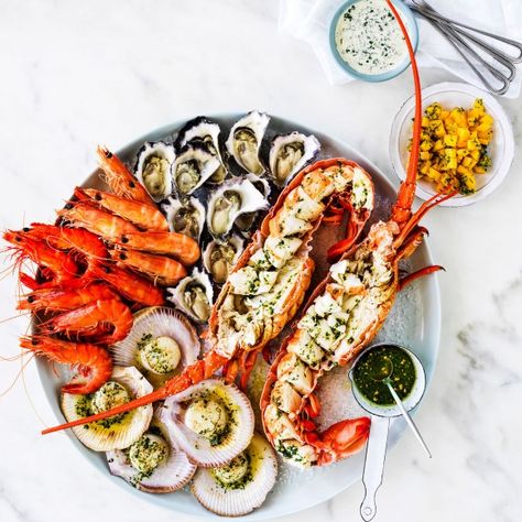 Collect this Easy As Aussie Seafood Platter recipe by Great Australian Seafood. MYFOODBOOK.COM.AU | MAKE FREE COOKBOOKS Bbq Seafood, Seafood Platter, Easy Seafood, Australian Food, Small Food Processor, Salad Recipes For Dinner, Christmas Lunch, Christmas Food Dinner, Xmas Food