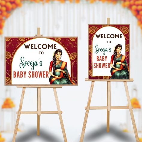 🌸✨ Celebrate the beauty of motherhood with our customizable Indian Baby Shower and Seemantham Welcome Board Sign Template! 🎉 Welcome your guests in style and add a touch of tradition to your special day. Download, personalize, and print – it's that easy! #indianbabyshower #indianbabyshowerceremony #seemantham #sreemantham #valaikappu #valaikappuceremony #seemanthamwelcomeboard #seemanthamwelcomesign #Sreemanthamwelcomesign #sreemanthamdecoration #godhbharaisign #welcomeboard #welcomesign #se... Seemantham Invitation Card, Seemantham Name Board, Annaprasana Welcome Board, Welcome Board For Seemantham, South Indian Welcome Board, Indian Baby Showers, Welcome Boards, Sign Templates, Welcome Sign