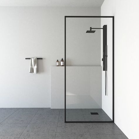 A Sleek Shower Frame, Soaking Tub, and More Wayfair Memorial Day Sale Finds Black Shower Doors, Glass Shower Panels, Framed Shower Door, Glass Shower Door, Tub Doors, Frameless Shower Doors, Frameless Shower, Bathroom Trends, Black Shower