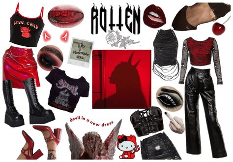 Devilcore Aesthetic Outfit, Devil Inspired Outfit, Devilcore Aesthetic, Wine Stained Lips, Rockstar Grunge, Cherries And Wine, Dark Red Lipstick, Stained Lips, Devil Inspired