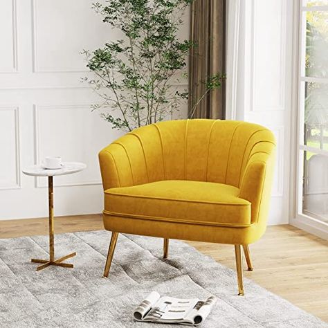 Yellow Accent Chairs, Chair Comfy, Armchair Bedroom, Stylish Accent Chairs, Coffee Chairs, Armchair With Ottoman, Comfy Armchair, Velvet Accent Chair, Single Sofa Chair