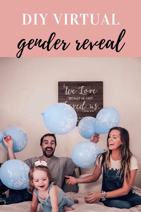 Simple Gender Reveal Ideas At Home Diy, Gender Reveal Easy Ideas, Easy Gender Reveal Ideas Simple, Virtual Gender Reveal Ideas, Virtual Gender Reveal Ideas Zoom, Last Minute Gender Reveal Ideas, Virtual Gender Reveal, Long Distance Gender Reveal Ideas, Easy Gender Reveal Ideas