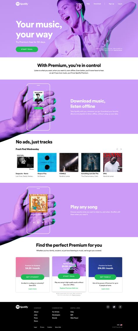 Spotify Website Design, Music Landing Page, Netflix Design, Music Ui, Spotify Design, Homework Ideas, Music Websites, Web Mockup, News Web Design