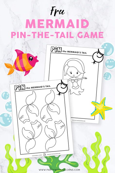 Mermaid Games For Kids, Pin The Tail On The Mermaid, Mermazing Birthday, Mermaid Games, Alphabet Adventure, Mermaid Party Printables, Mermaid Printables, Mermaid Party Games, Pin The Tail