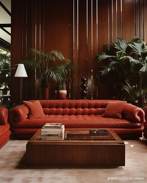 #70s #70sinterior #70saesthetic #earthtones #mcm 70s Room, 70s Interior Design, 70s Interior, Retro Interior Design, 1970s Home, Casa Vintage, Mid Century Modern Interiors, Retro Interior, Luxe Interiors