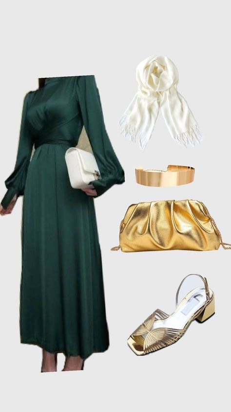 Fashion Emerald Green Abaya, Green Abaya, Gold Belt, Gold Belts, Emerald Green, Emerald, Cute Outfits, Green, Gold