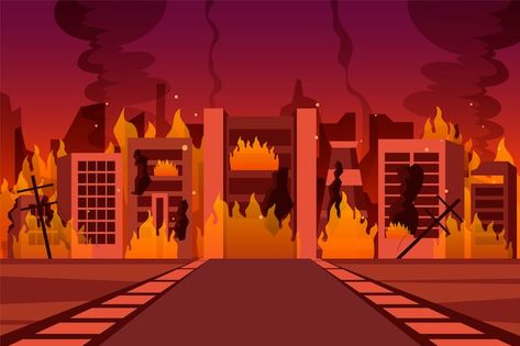 City On Fire, Fire Background, Vector Gradient, Cartoon Background, On Fire, Neymar, Graphic Resources, Vector Free, Illustrator