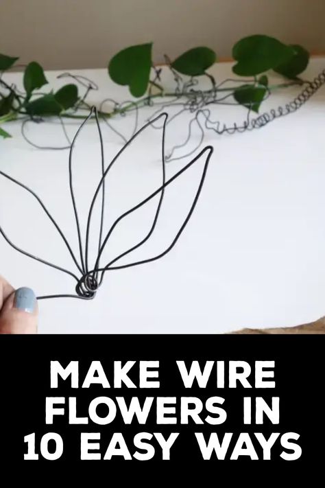 How to Make Wire Flowers Wire Projects Diy, Make Wire Flowers, Wire Plant Hangers Diy, Wire Flower Template, Diy Wire Art Sculpture, Wire Sunflower Tutorial, Diy Wire Projects, Thick Wire Crafts, How To Make Wire Flowers Tutorials