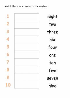 Matching Number Name to Numbers (1-10) Language: English Grade/level: Kindergarten School subject: Math Main content: 1-10 Number Names Other contents: Number Names Worksheet, Number Words Worksheets, Number Names, Homeschool Preschool Activities, Subtraction Word Problems, Math Interactive, Numbers Kindergarten, Activities Worksheet, Numbers For Kids