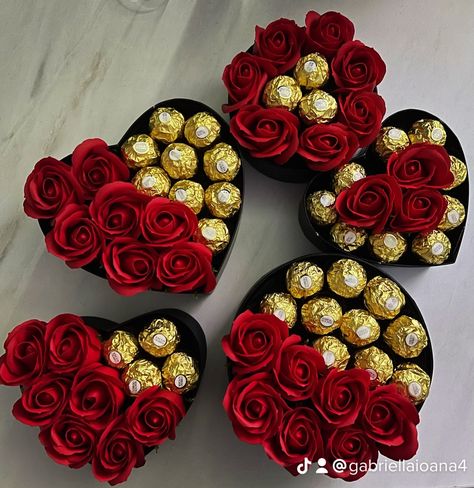 Chocolate And Flower Bouquet Gift Ideas, Box Bouquet Ideas, Mother’s Day Ribbon Bouquet, Flowers Bouquet With Chocolate, Valentine Ideas To Sell, Treat Bouquet, Budget Garden Ideas, Garden On A Budget, Satin Flowers Diy