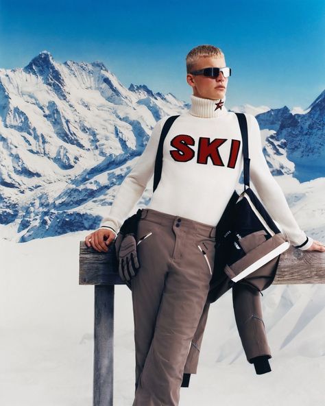 Ski Fashion Editorial, Mens Skiing Outfit, Mens Apres Ski, Snow Editorial, Condor Andino, Ski Outfit Men, Apres Ski Men, Perfect Moment Ski, Winter Editorial