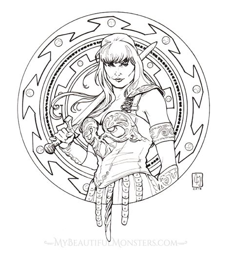 Ink Drawings – My Beautiful Monsters Warrior Princess Tattoo, Xena Art, Xenia Warrior Princess, Art Nouveau Portrait, Princess Tattoo, Black White Tattoos, Xena Warrior Princess, Xena Warrior, Princess Coloring Pages