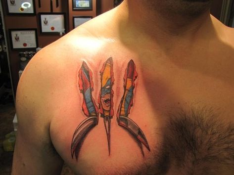 Wolverine tattoo - best one of the pack? Logan Tattoo, Wolverine Tattoo, Ripped Skin Tattoo, Enough Tattoo, Comic Tattoo, Wicked Tattoos, Marvel Tattoos, Sweet Tattoos, Awesome Tattoos