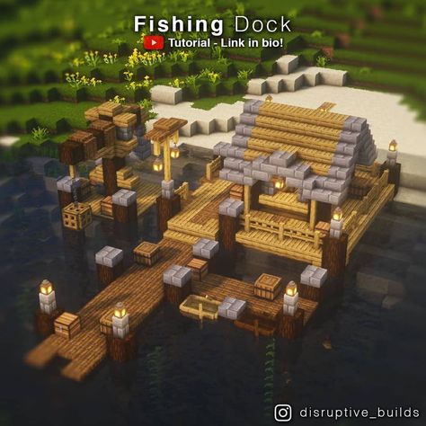 4,026 Likes, 14 Comments - disruptive / Minecraft Builder (@disruptive_builds) on Instagram: “💾Don't forget to save for later! 🔴This build has a Tutorial Video! Youtube channel link in bio.…” Minecraft Docks Design, Minecraft Loading Dock, Jungle Dock Minecraft, Minecraft Fishing Dock House, Minecraft Dock Tutorial, Boat Dock Ideas Minecraft, Mc Dock Ideas, Boat Deck Minecraft, Mincraft Idea Dock