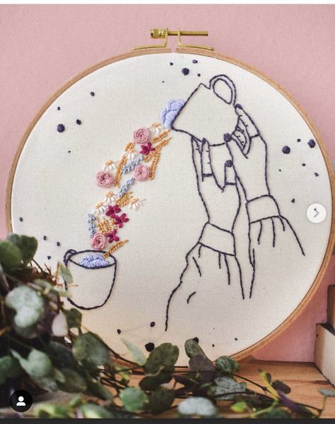 Design For Embroidery Free Pattern, Innapropriate Embroidery, Easy Hand Embroidery Ideas, Free Pattern Embroidery, Planets Embroidery, Embroidery Free Pattern, Embroidery Hoop Art Tutorial, Cup Embroidery, Minimalist Embroidery