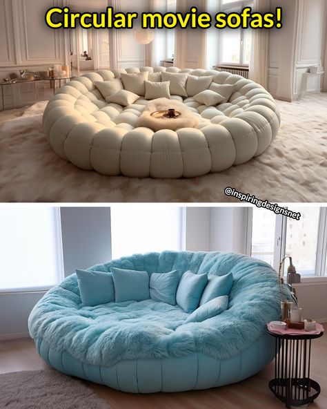 Giant Circular Movie Sofas Fuzzy Couch Sofas, Circle Couch Round Sofa, Fluff Monster Couch, Comfy Sofa Living Rooms Deep Couch, Deep Couch Oversized, Round Loveseat, Circle Couch, Movie Sofa, Huge Couch