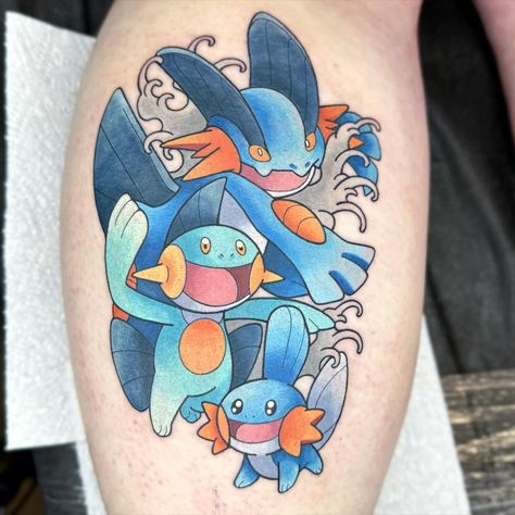 Had such a good time making this Swampert trio for Cameron (my first Swampert too!!!) I have such a backlog to post right now but I wanted… | Instagram Ampharos Tattoo, Charizard Tattoo, Unique Tattoos Black Women, Shen Long Tattoo, Pixie Tattoo, Pokemon Tattoos, Video Game Tattoos, Pikachu Tattoo, Gamer Tattoos