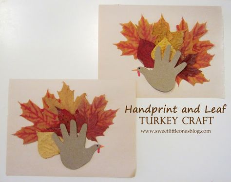 Handprint and Leaf Turkey Craft for Kids - www.sweetlittleonesblog.com Leaf Turkey Craft, Crafts With Leaves, Thanksgiving Turkey Crafts, Hand Turkey Craft, Turkey Craft For Kids, Kid Friendly Thanksgiving, Turkey Handprint Craft, Turkey Crafts Kids, Thanksgiving Crafts For Toddlers