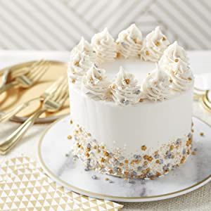 AmazonSmile: Wilton Silver and Gold Sprinkles Dessert Decorating Set, 8-Piece: Kitchen & Dining Gold Cake Decorations, Gold And White Cake, Golden Birthday Cakes, 90th Birthday Cakes, White Birthday Cakes, Gold Birthday Cake, Gold Sprinkles, Wilton Cake Decorating, Creative Cake Decorating