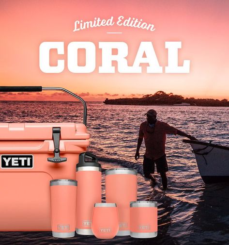 Limited Edition Coral Coolers and Drinkware | YETI #yeticooler Yeti Thermos, Yeti Cooler, Yeti Coolers, Moving To Colorado, Yeti Cups, Cooler Box, Yeti Cup, Hot Bags, Yeti Rambler