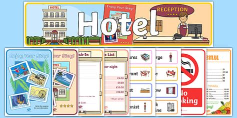 Hotel Role Play Pack Dramatic Play Printables Free, Nanny Activities, Pretend Play Printables, Dramatic Play Printables, Pizza Parlor, Theme Hotel, Role Play Areas, Hotel Card, Play Poster