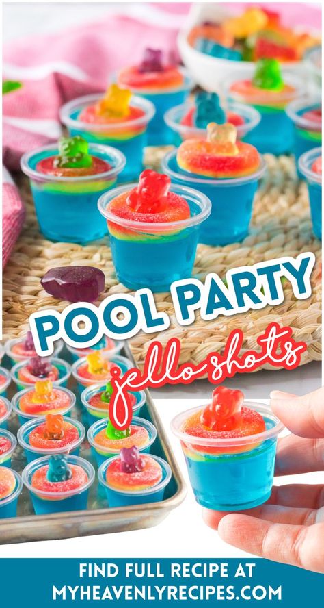 Pool Party Jello Shots, Party Jello Shots, Summer Jello Shots, Shots To Make, Pool Party Adults, Pool Party Food, Jell O Shots, Jelly Shots, Pool Party Themes