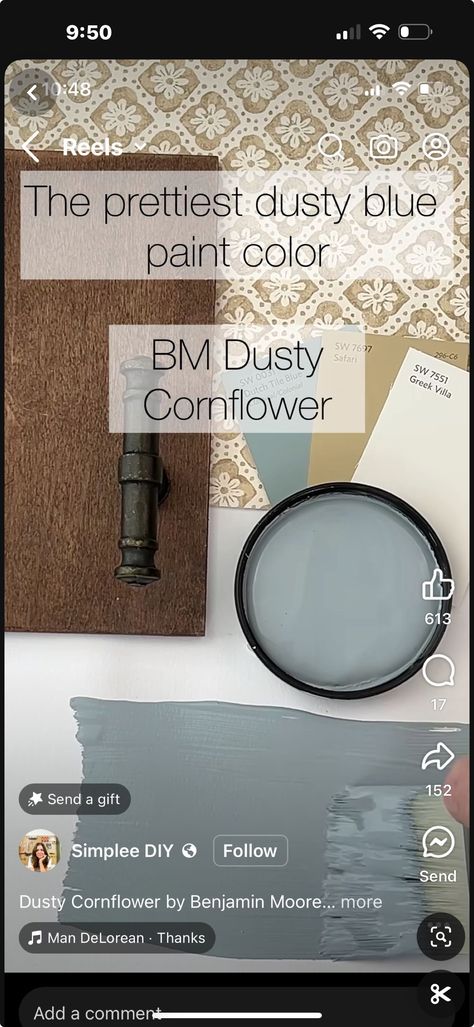 Dusty Blue Gray Paint, Sherwin Williams Dusty Blue, Muted Blue Paint Colors, Dusty Blue Paint Color, Cornflower Blue Paint, Dusty Blue Paint, Coordinating Paint Colors, Dream Salon, Dutch Tiles