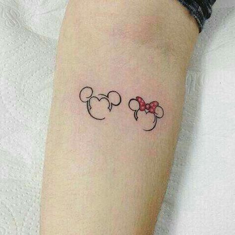 Mickey And Minnie Tattoo, Tiny Disney Tattoo, Mickey And Minnie Tattoos, Minnie Tattoo, Rust Game, Mickey Tattoo, Mickey Mouse Tattoo, Tattoo Design Tattoo, Mouse Tattoos