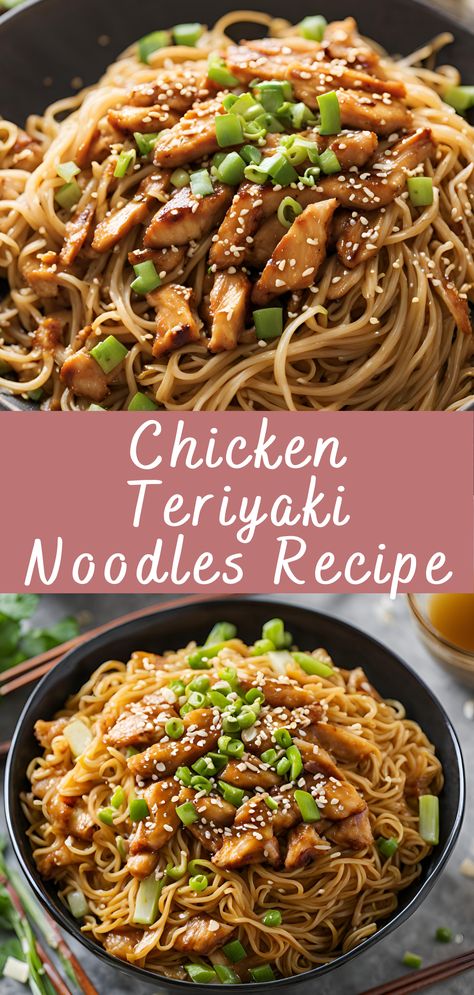 Chicken Teriyaki Noodles Recipe | Cheff Recipes Teriyaki Chicken Vegetables, Teriyaki Chicken Noodle Stir Fry, Asian Chicken Recipes With Noodles, Teriyaki Pasta Recipes, Noodle Dinner Ideas Easy, Teriyaki Noodles With Chicken, Rice Noodle And Chicken Recipes, Teriyaki Chicken Lo Mein, Quick Chinese Chicken Recipes