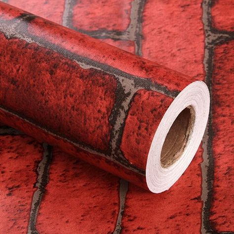 Contact Paper Fireplace, Upgrade Wallpaper, Paper Fireplace, 3d Brick Wall Panels, Faux Brick Wallpaper, 3d Brick Wallpaper, Marble Contact Paper, Brick Wall Wallpaper, Brick Wall Paneling