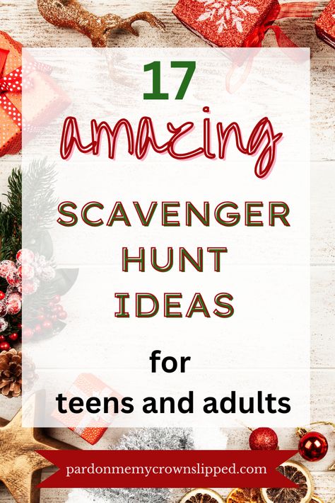 Christmas Scavenger Hunt Around Town, Christmas Treasure Hunt Clues For Teens, Christmas Eve Scavenger Hunt, Christmas Outdoor Games, Christmas Gift Scavenger Hunt For Adults, Christmas Gift Scavenger Hunt For Teens, Teenage Scavenger Hunt Ideas, Teen Christmas Scavenger Hunt, Money Scavenger Hunt Christmas