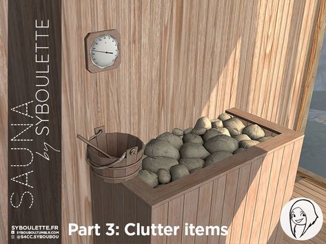 The Sims Resource - Patreon Early Release - Sauna part 3: Clutter items Lotes The Sims 4, Witchy House, Spa Items, Sims 4 Clutter, The Sims 4 Packs, Cute Office, Sims 4 Cc Furniture, How To Make Animations, Decor Buy