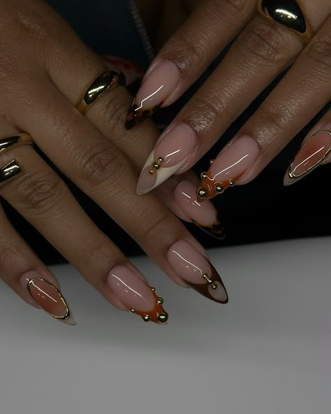 I opened my schedule for the rest of the year! Thank you for the ongoing support 💕🫶🏾 please book in advance 🤎 Gold Inspired Nails, New Year Acrylic Nails, Nude Pink Nails With Design, Dark Autumn Nails, Medium Length Nail Ideas, Winter Inspired Nails, Iconic Nails, French Tips Acrylic, Natural Nail Ideas