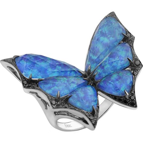 Ring - Fly by night Stephen Webster Jewellery Blue Butterfly Ring, Butterfly Diamond Ring, Stephen Webster Jewelry, Monarch Butterfly Jewelry, Blue Diamond Jewelry, Butterfly Wing Jewelry, Black Diamond Jewelry, Stephen Webster, Accessories Blue