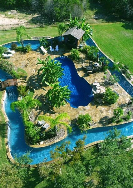 Lazy River Pool, Diy Garden Landscaping, Kleiner Pool Design, Taman Air, Dream Backyard Pool, Small Pool Design, Lazy River, Small Pools, Dream Pools